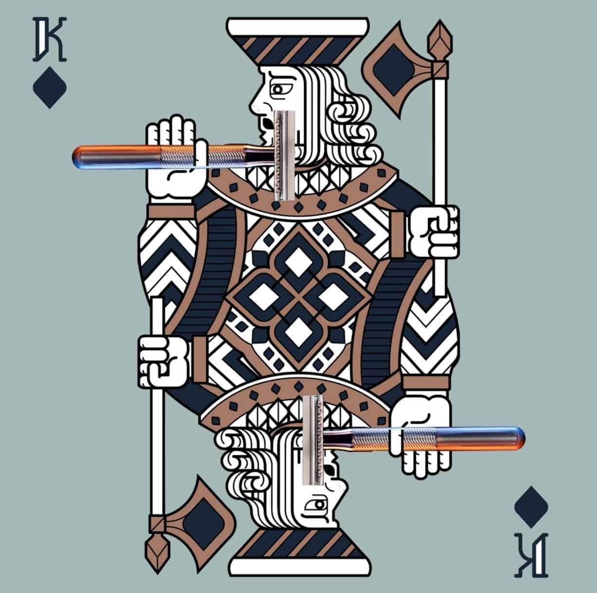 Playing card design with the king holding Gillette safety razor