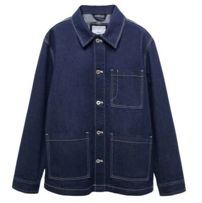 Mango Denim overshirt with stitching pockets