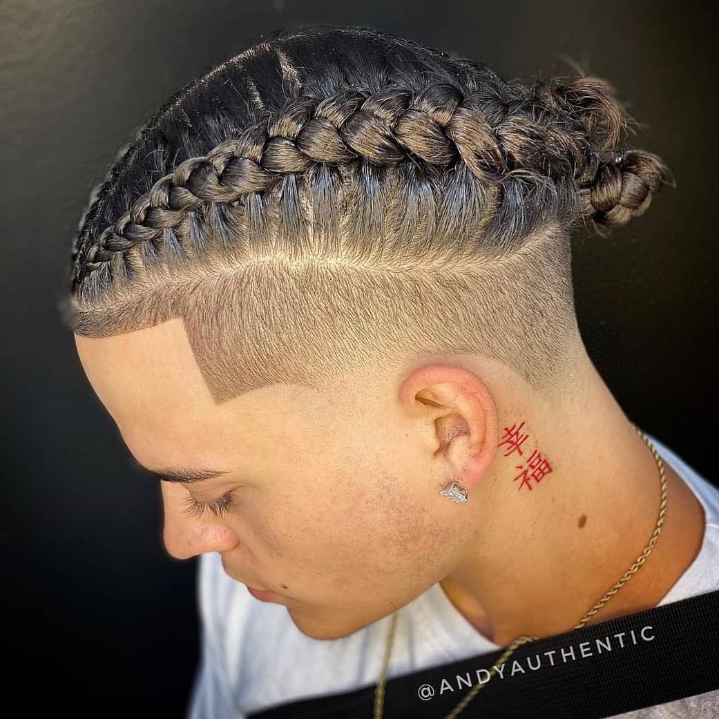 braids with clean taper fade