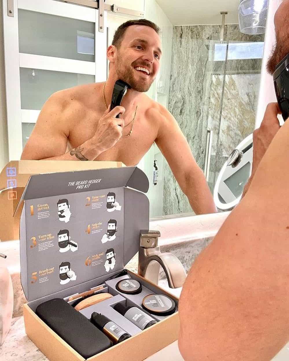 man enjoying his beard kit