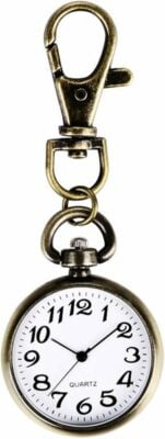 FUNGORGT Minimalist Ultra Thin Open Face Quartz Pocket Watch with Key Buckle