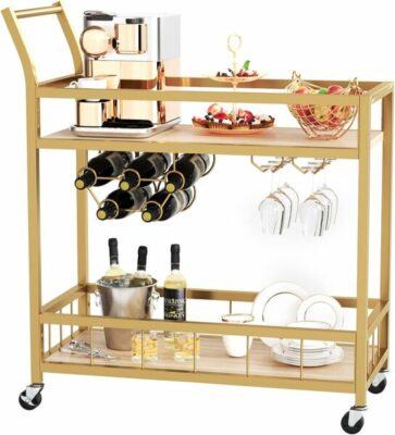 Furmax Home Industrial Serving Mobile Bar Cart