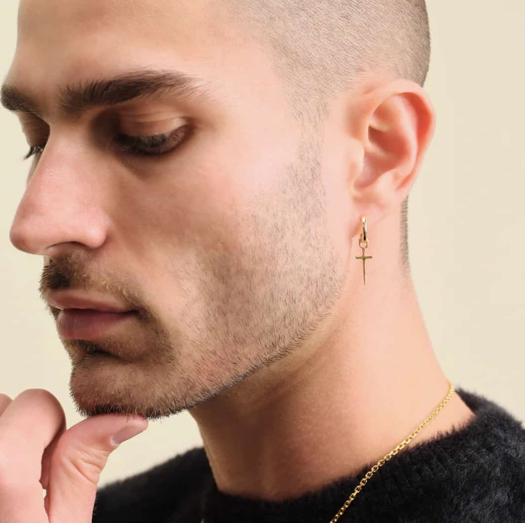Dagger cross earring from Jaxxon on model