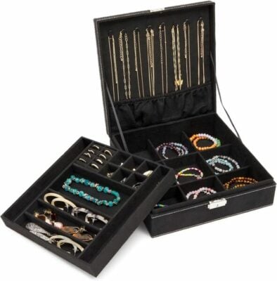 Juvali Velvet Jewelry Box Organizer