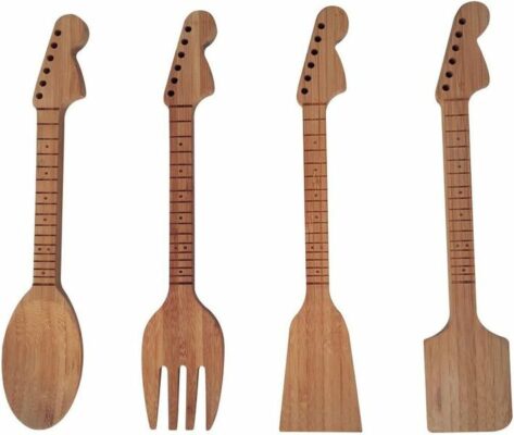 Rise8 Studios Bamboo Guitar Neck Shaped Kitchen Cooking Utensil