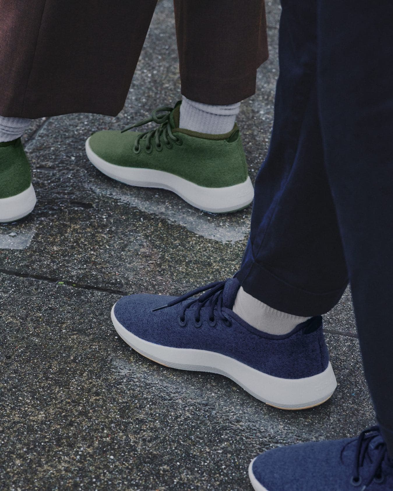 walking in a pair of all birds sneakers