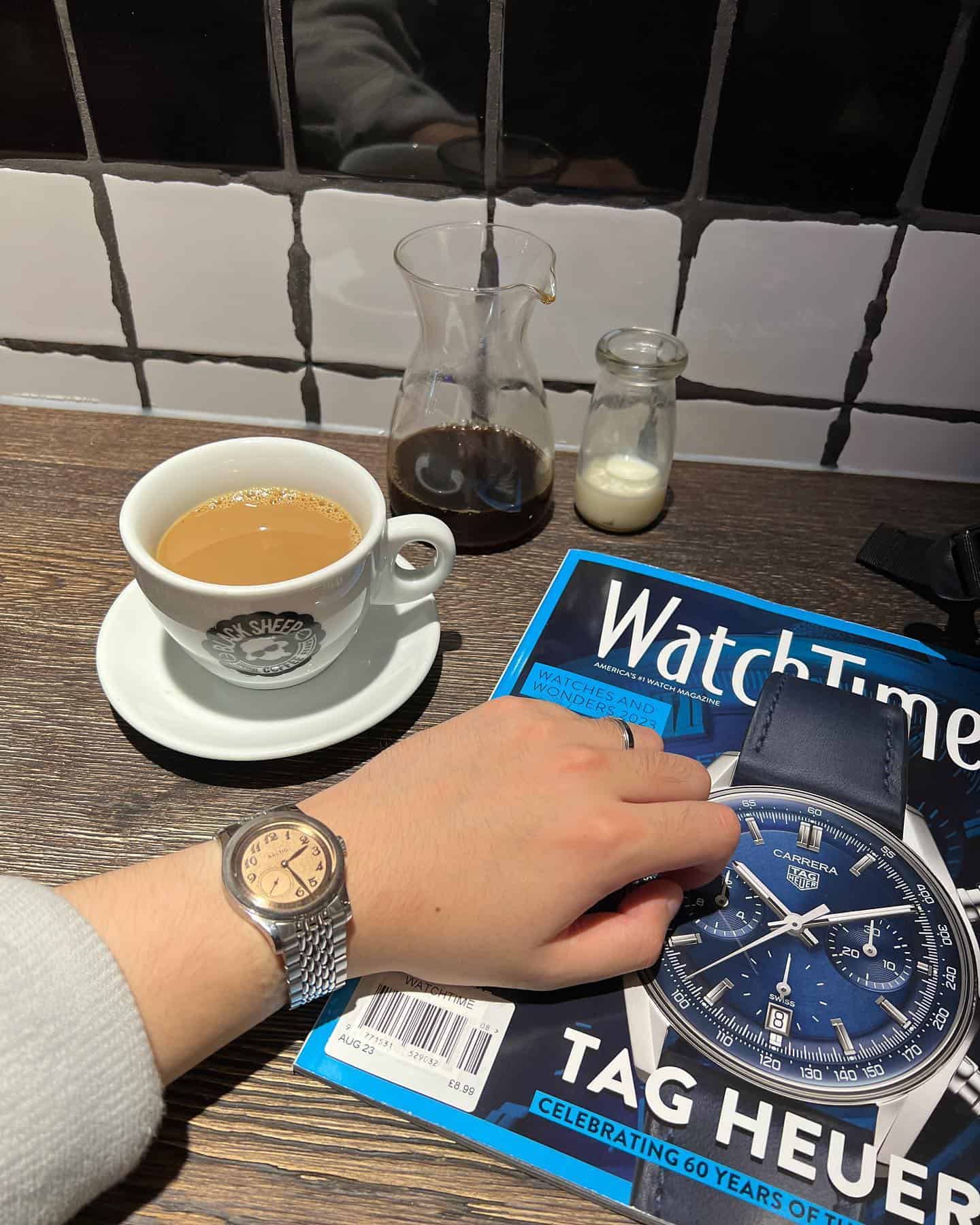 having a cup of coffee