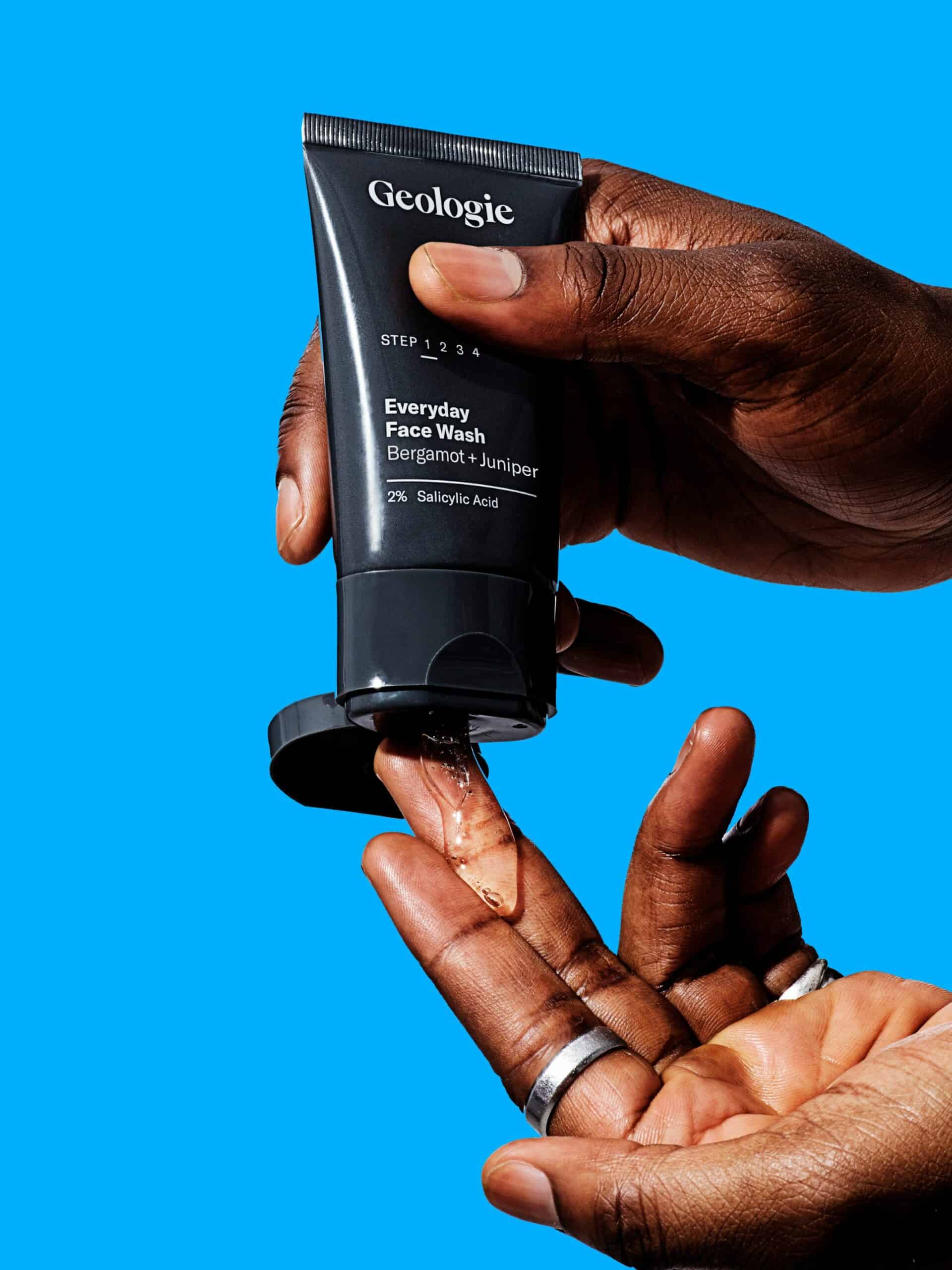 Geologie Skincare being squeezed onto a finger