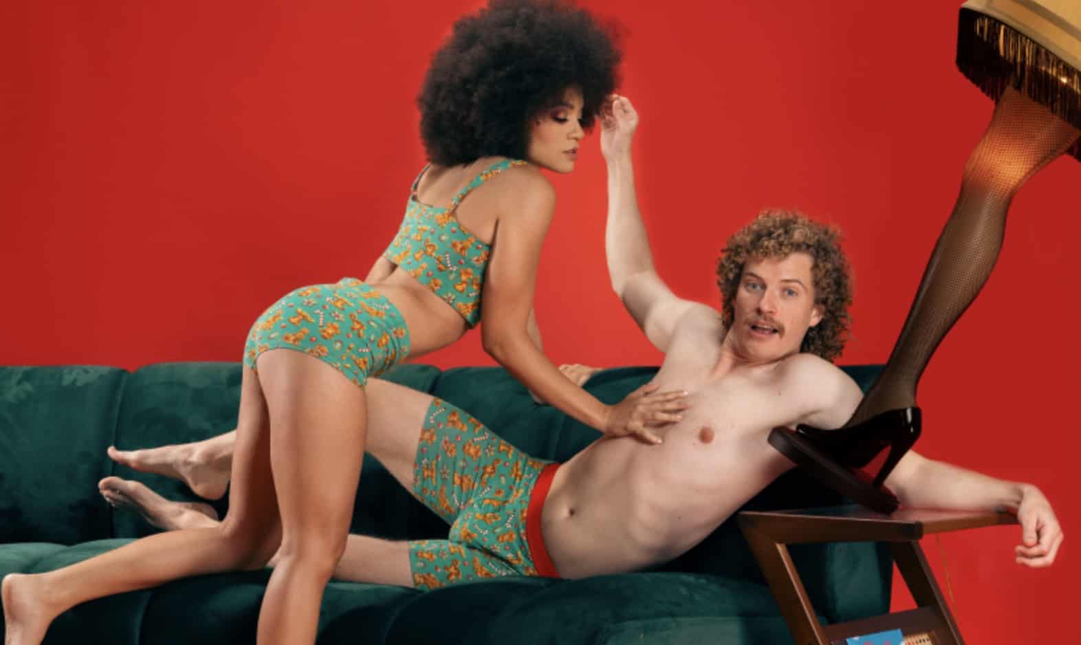 Two models on couch in Shinesty Underwear