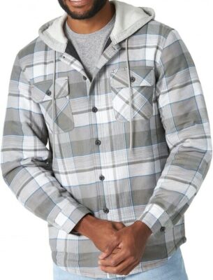 Wrangler Authentics Men's Long Sleeve Quilted Lined Flannel Shirt Jacket