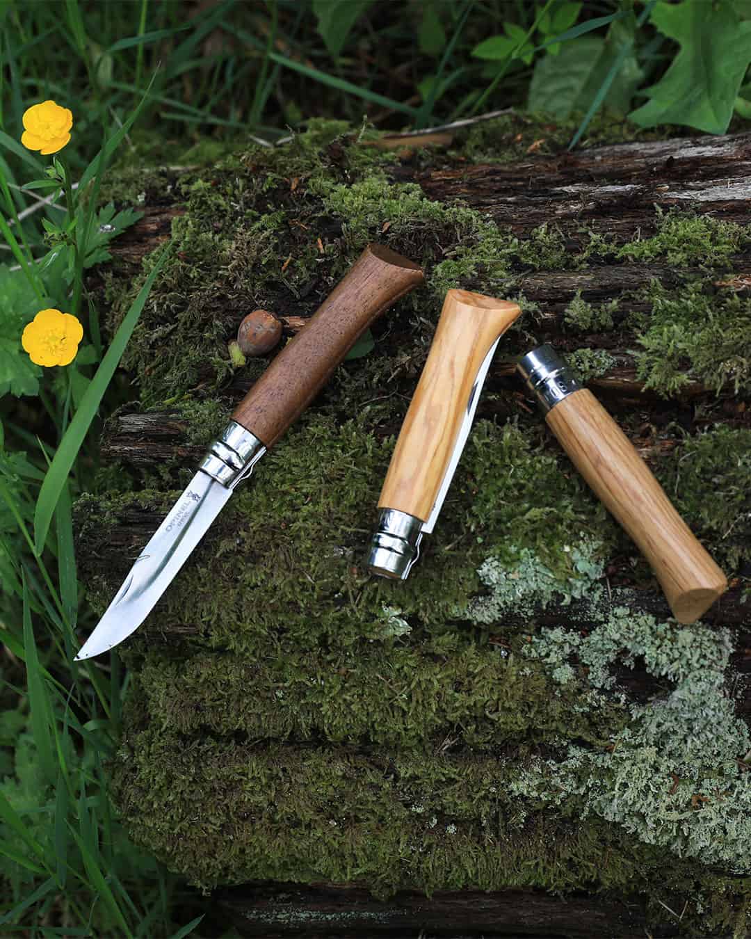 three opinel folding knives