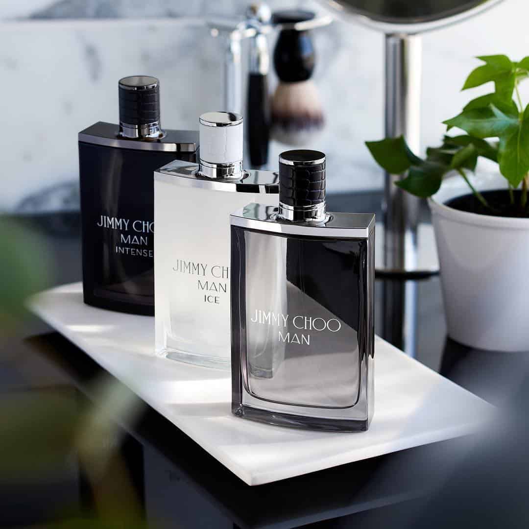 bottles of jimmy choo man cologne on a tray