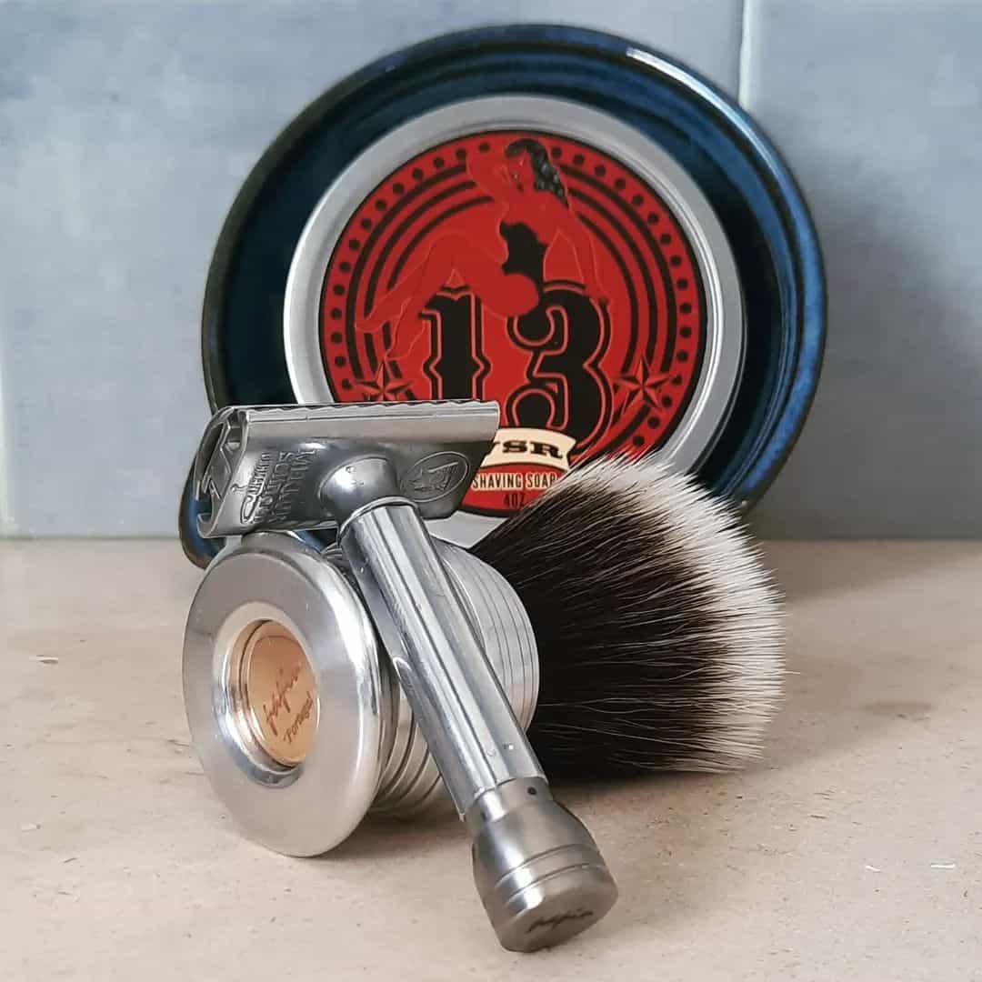 a merker razor with shaving brush