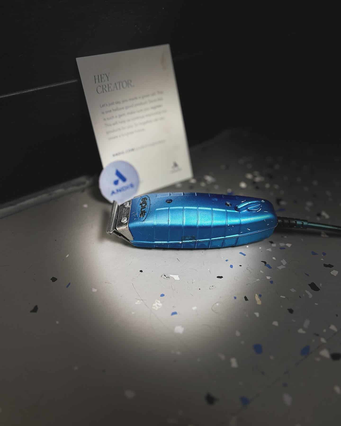 a blue corded andis clipper