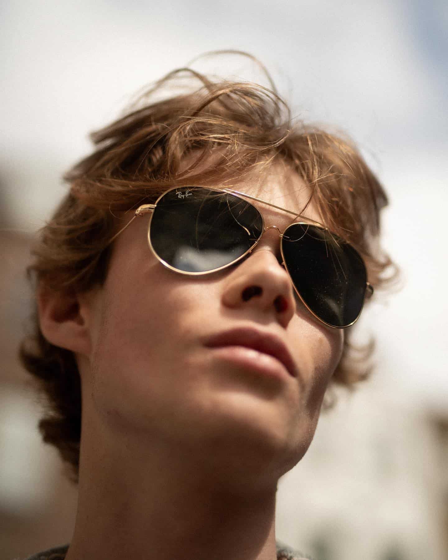 man wearing a ray-ban sunglasses