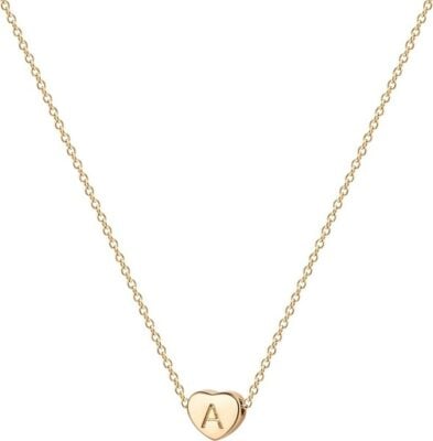 Fettero Tiny Gold Initial Heart Necklace