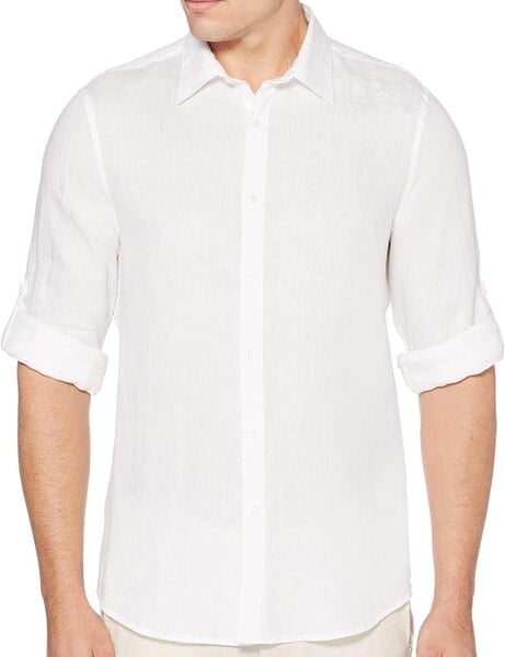 Perry Ellis Roll Sleeve Linen Shirt