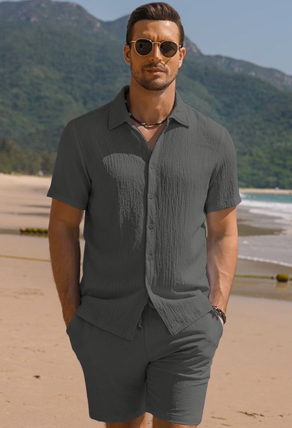 Texture Shirt & Shorts Set