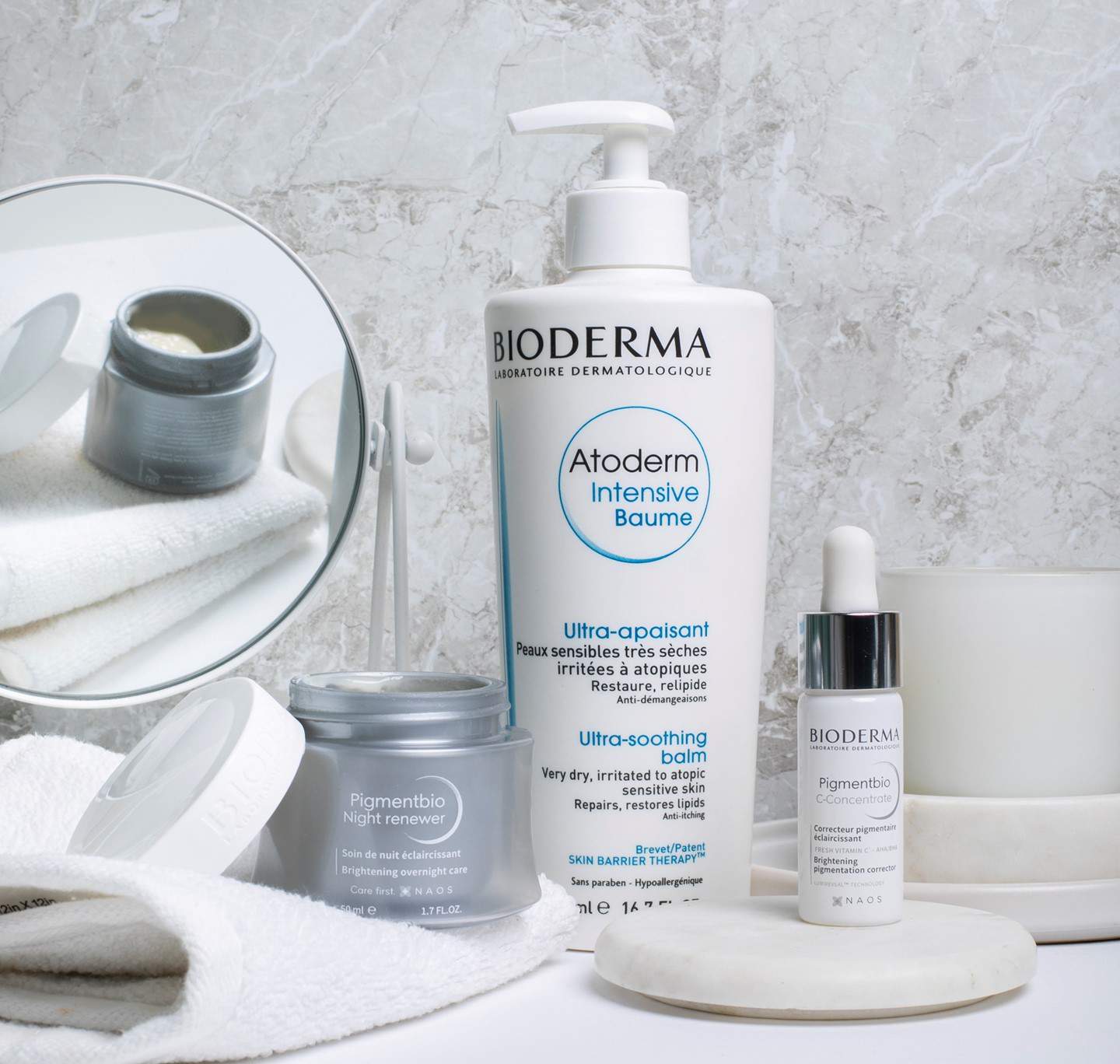 skincare routine products by bioderma