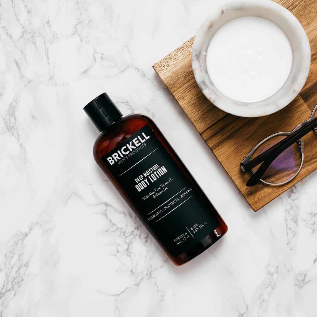 a bottle of deep moisture body lotion by brickell