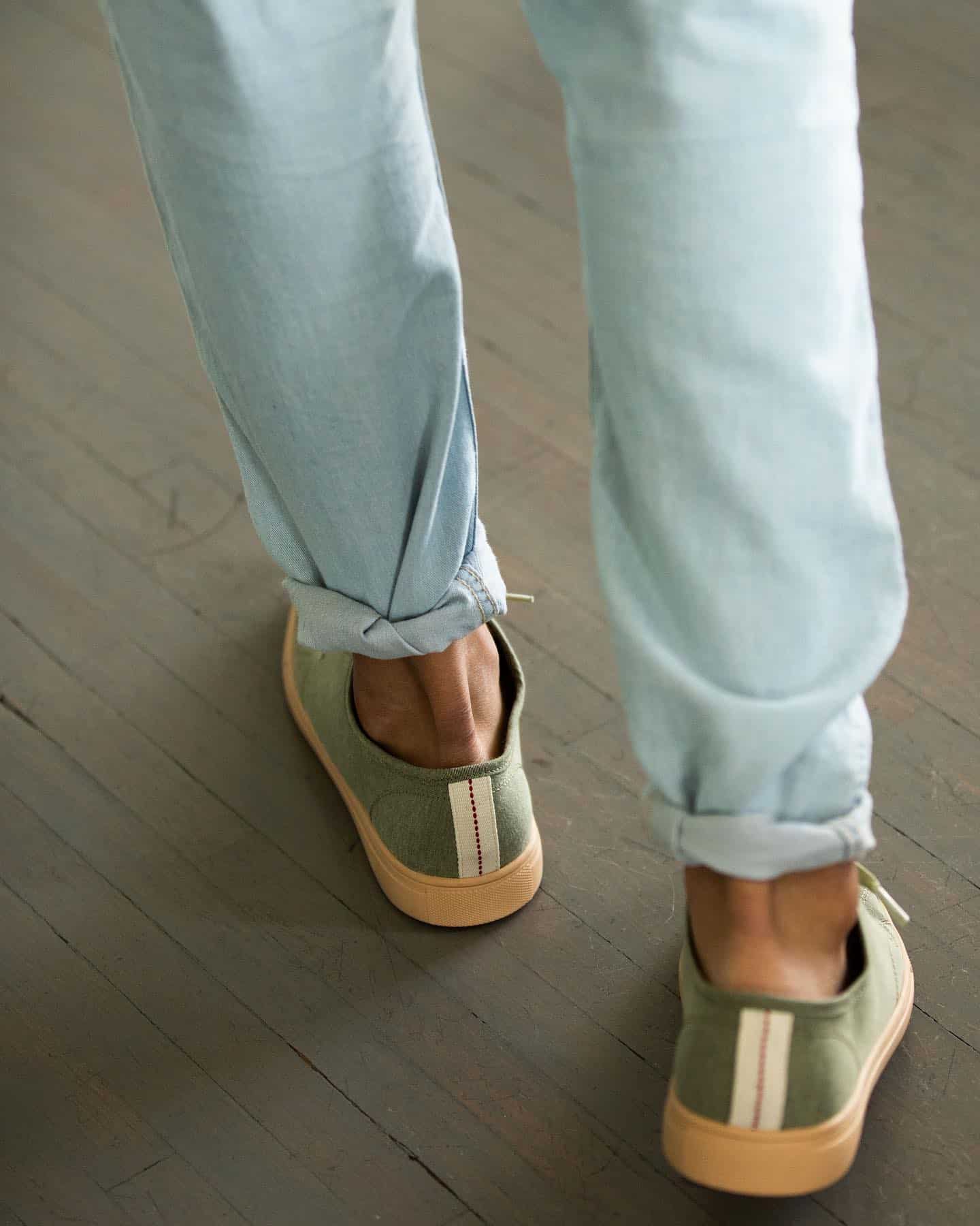 wearing a pair of jeans in pin roll cuff