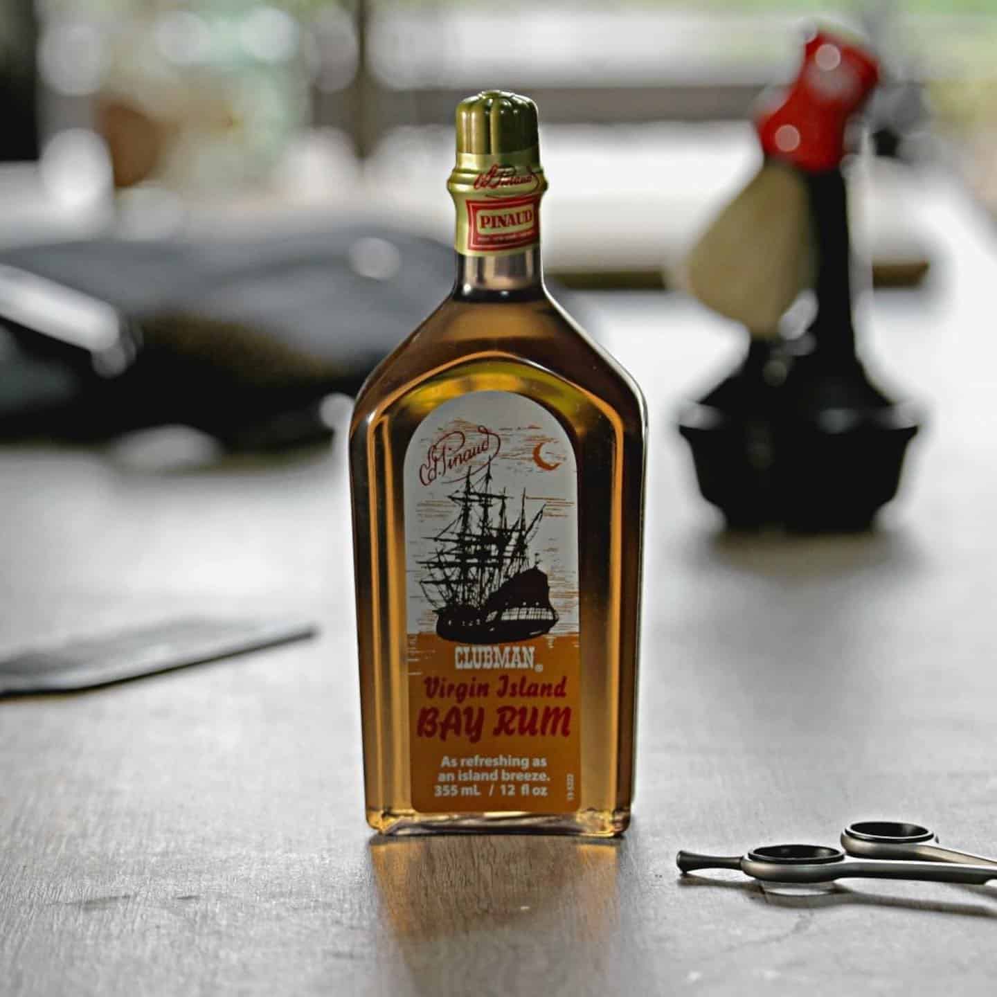 a bottle of clubman virgin island bay rum aftershave cologne