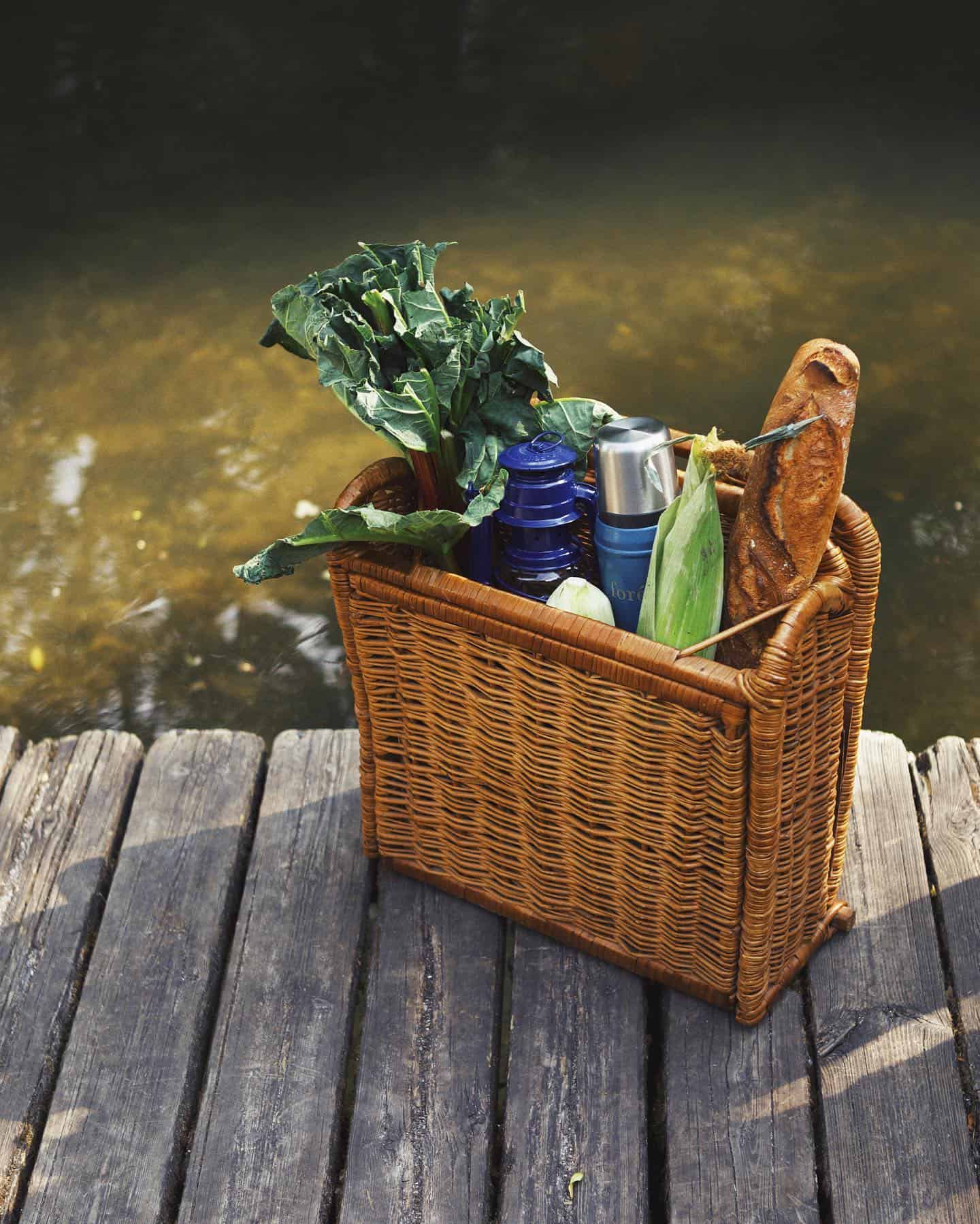 picnic basket by the river