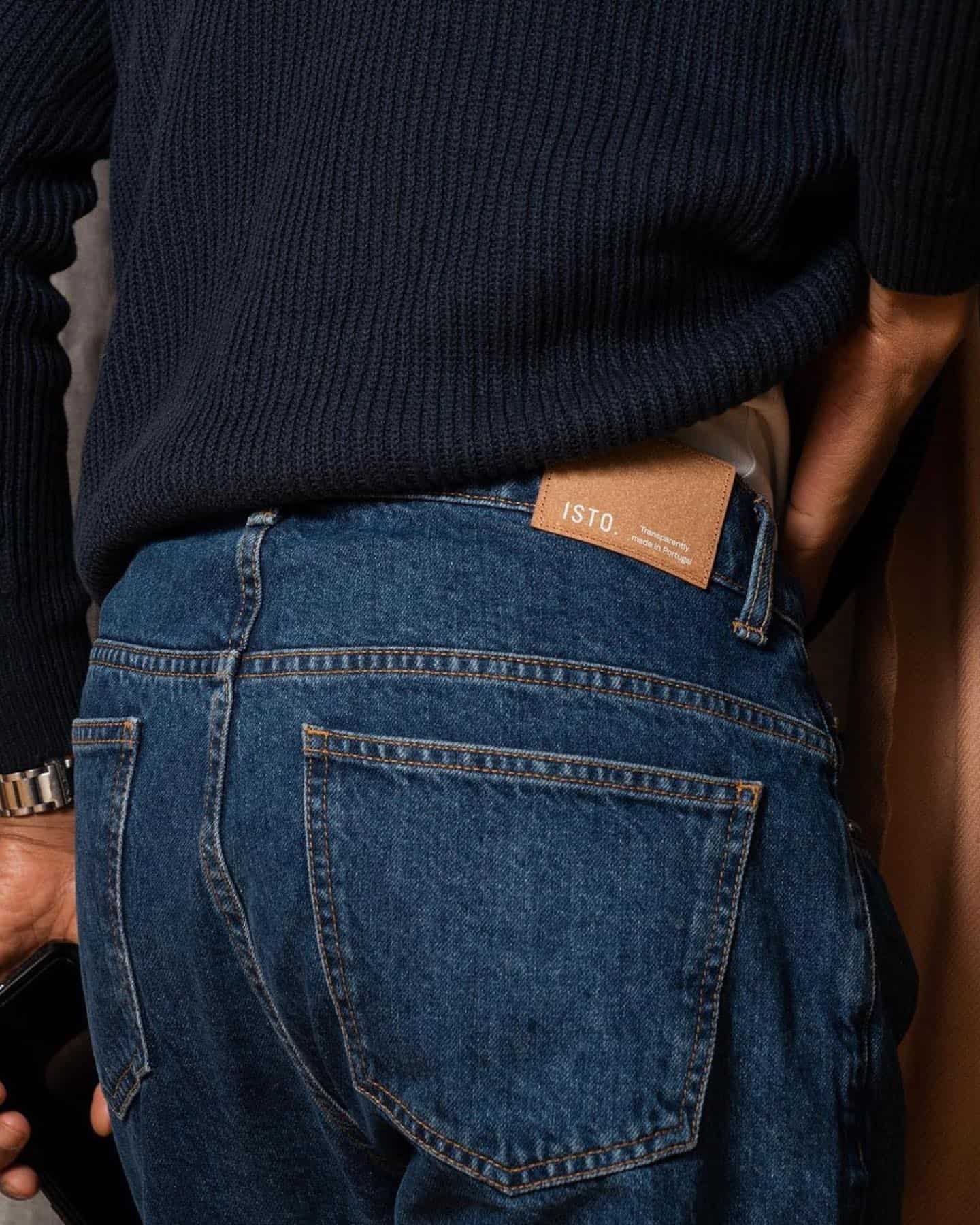 wearing a pair of classic blue isto jeans