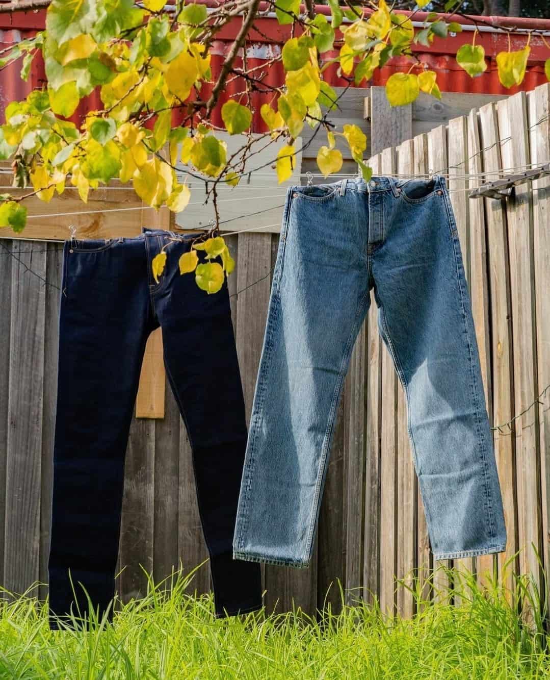 air drying jeans outdoors
