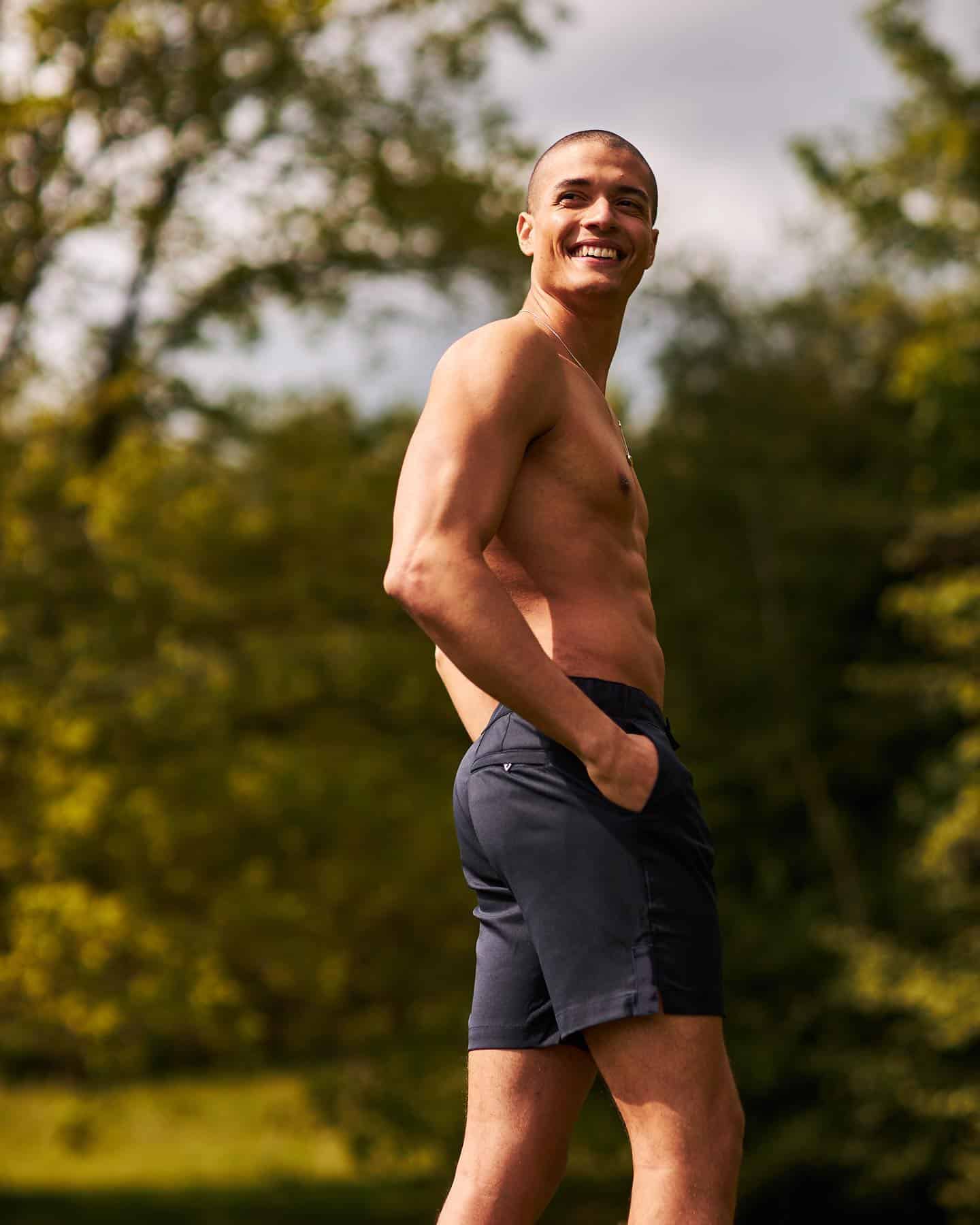 man in shorts enjoying the outdoors