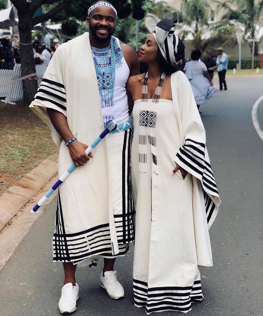 couples wearing a tribal clothing