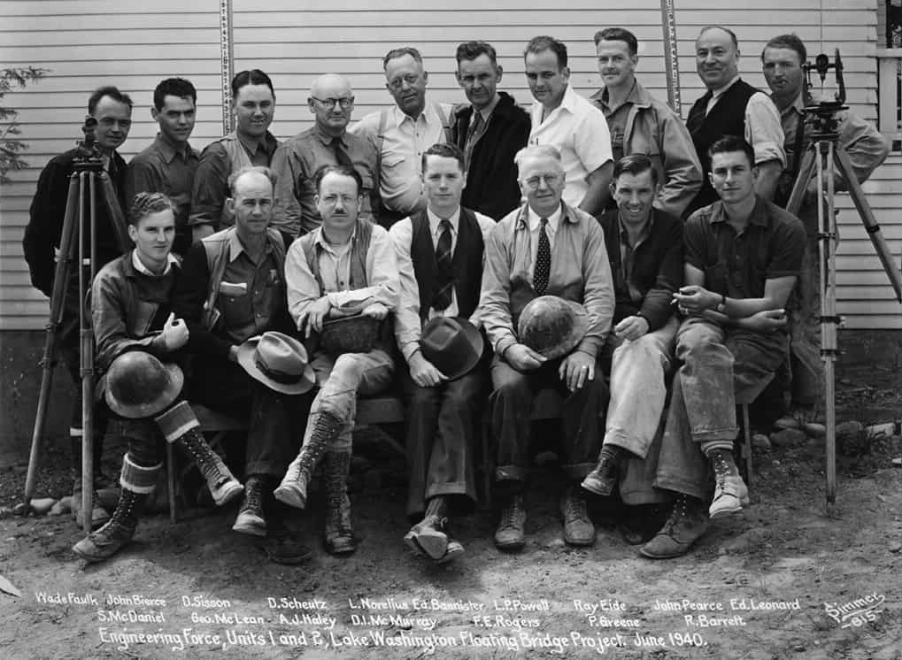 Lake Washington Floating Bridge engineering crew, 1940