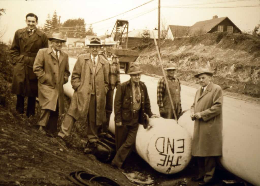 End section of pipeline construction, circa 1950s by Seattle Municipal Archives
