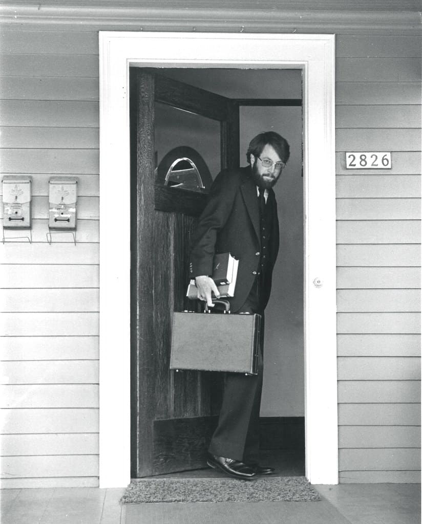 1975 Portland in a professor outfit