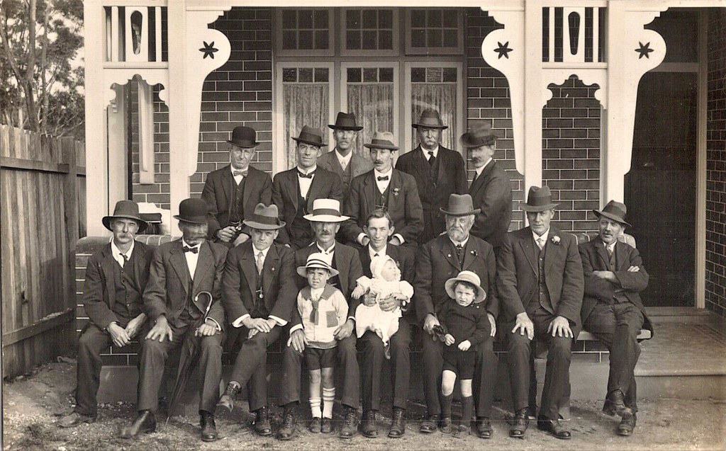 Group of men and children in or near Gladesville 1920s