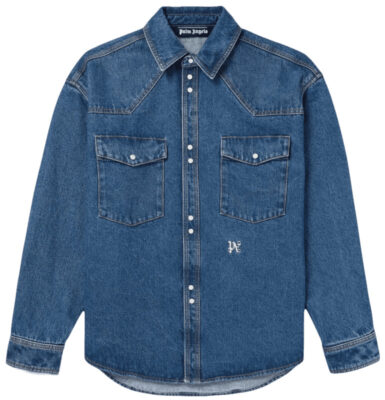Palm Angels Logo-Embroidered Denim Western Shirt