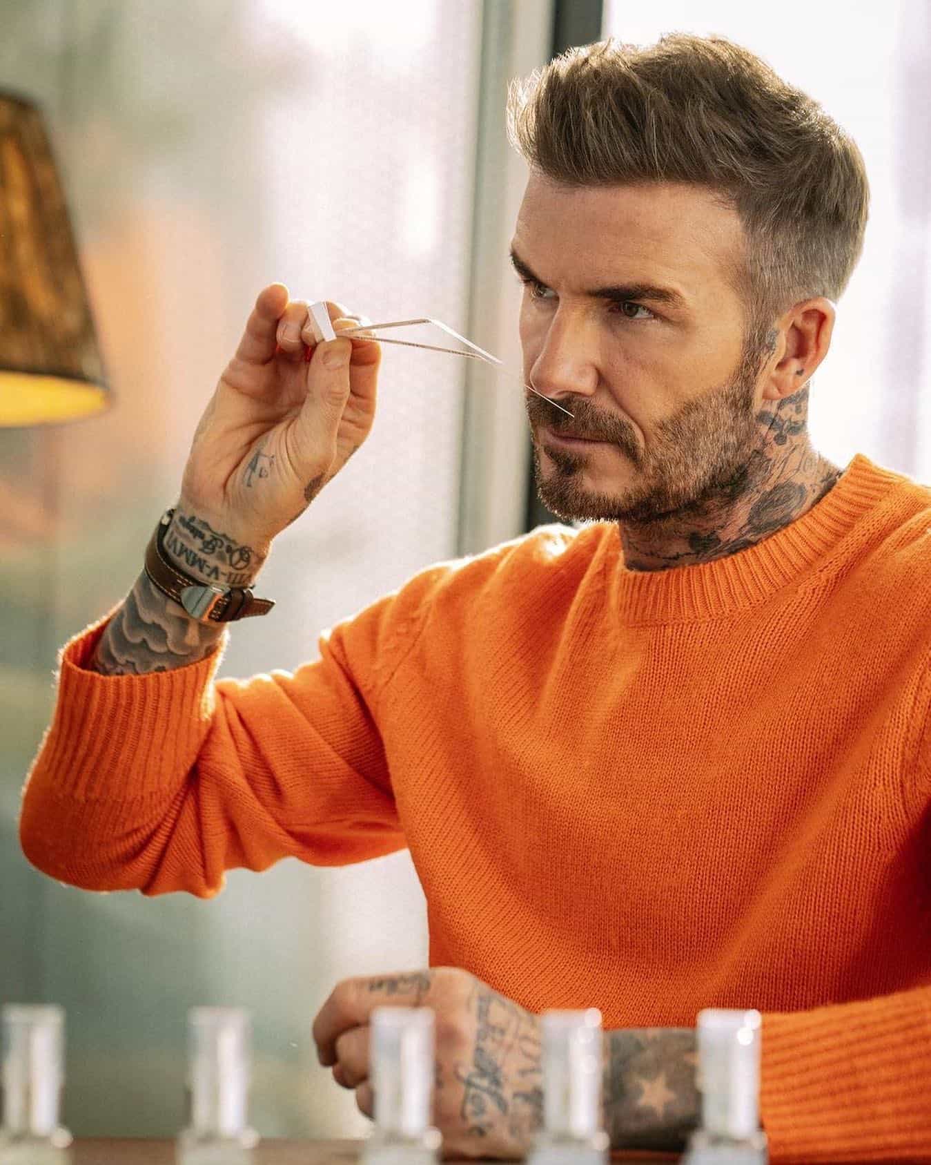 david beckham choosing a new fragrance