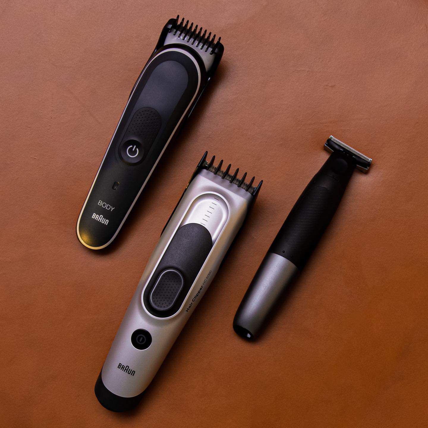 a collection of braun trimmers