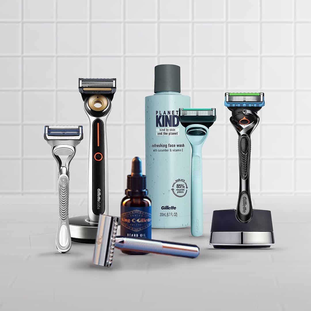 a collection of gillette razors