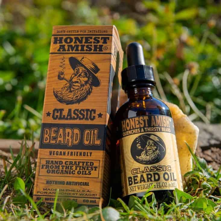 a bottle of classic beard oil by honest amish