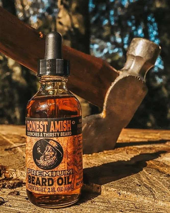 a bottle of honest amish premium beard oil