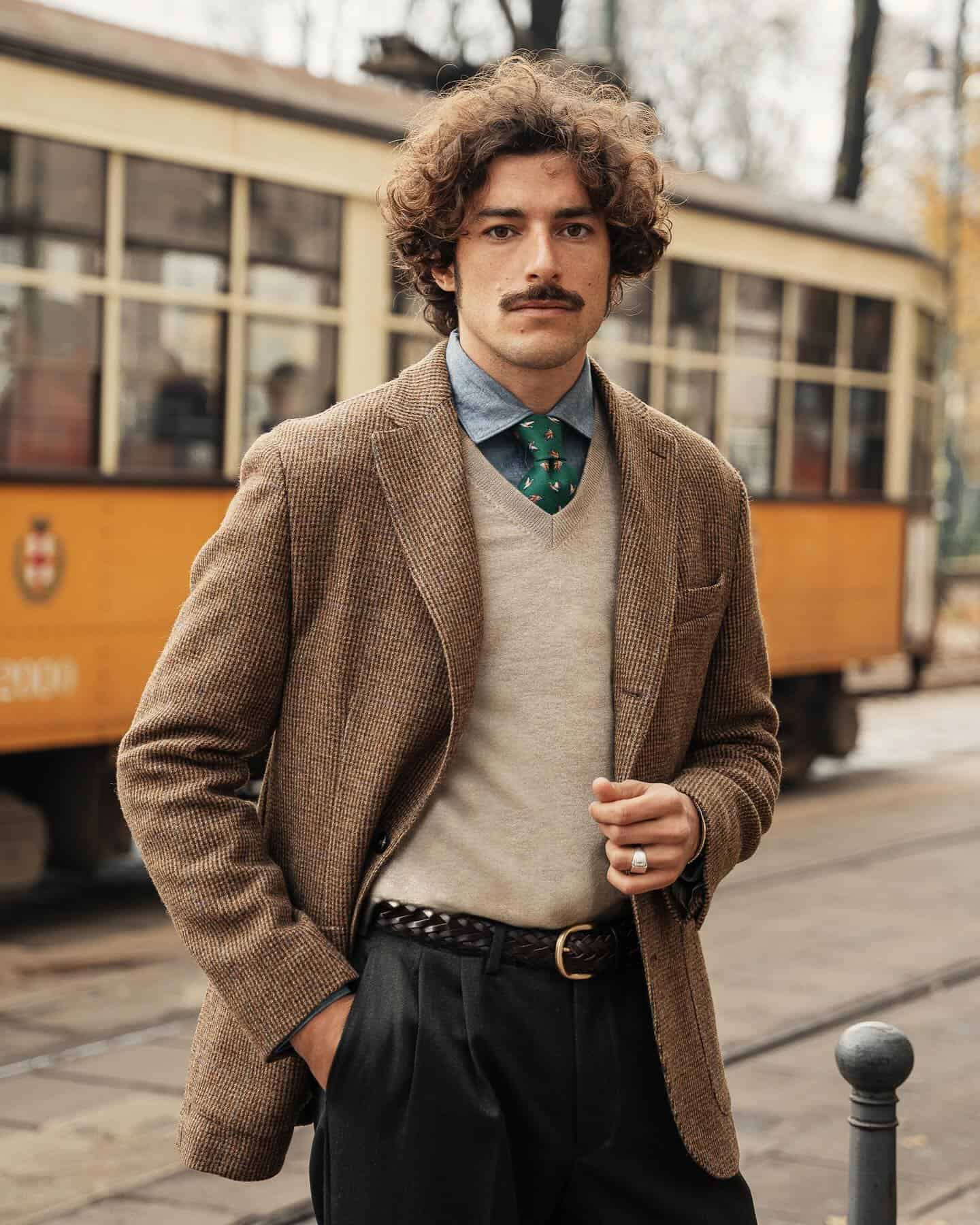 man wearing a brown blazer by velasca