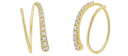 Baby Gold Diamond Coil Hoop Earrings