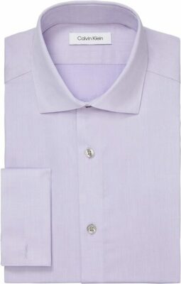 Calvin Klein Men’s Dress Shirt Slim Fit Herringbone French Cuff 