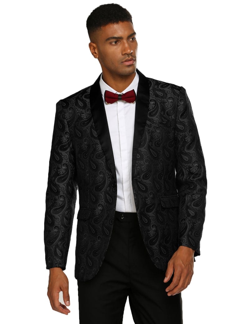Coofandy Black Paisley Tuxedo Jacket