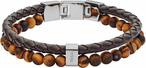 Fossil Leather Beaded Bracelet