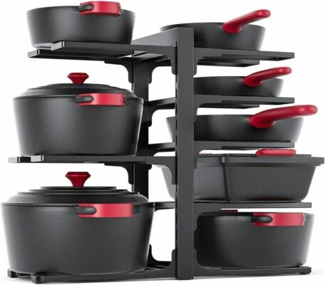 MUDEELA Heavy Duty Adjustable Pan Organizer Rack