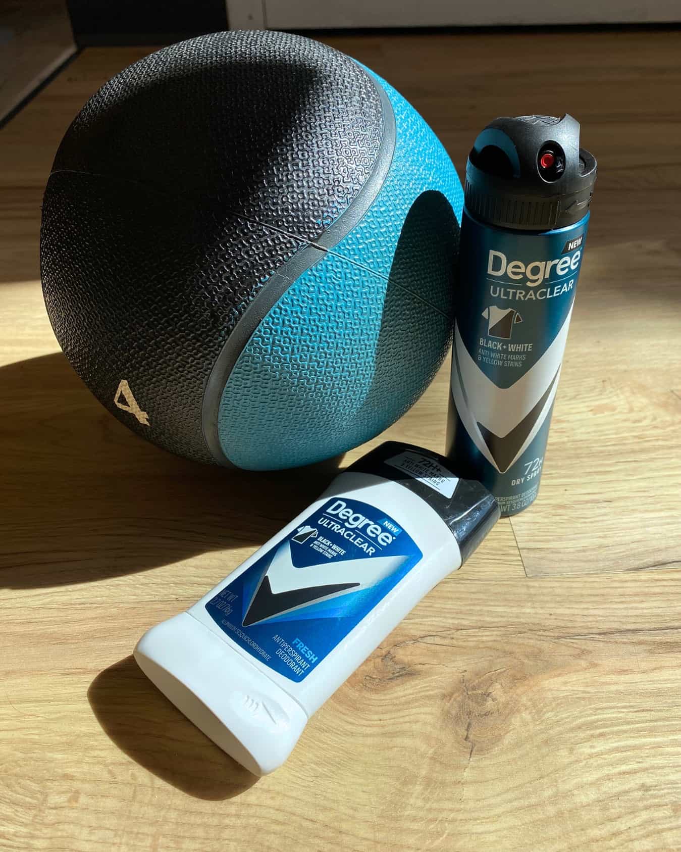 degree ultraclear deodorants and a ball