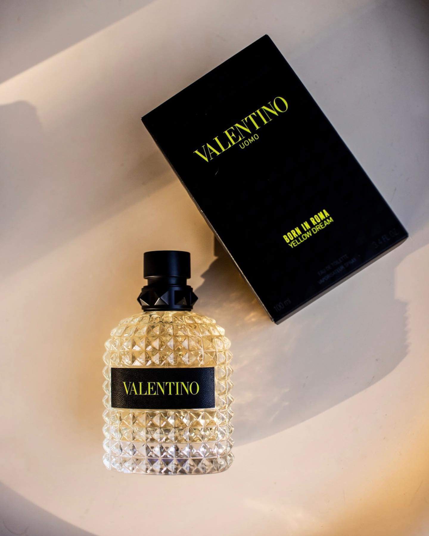 a bottle of valentino uomo born in roma yellow dream cologne