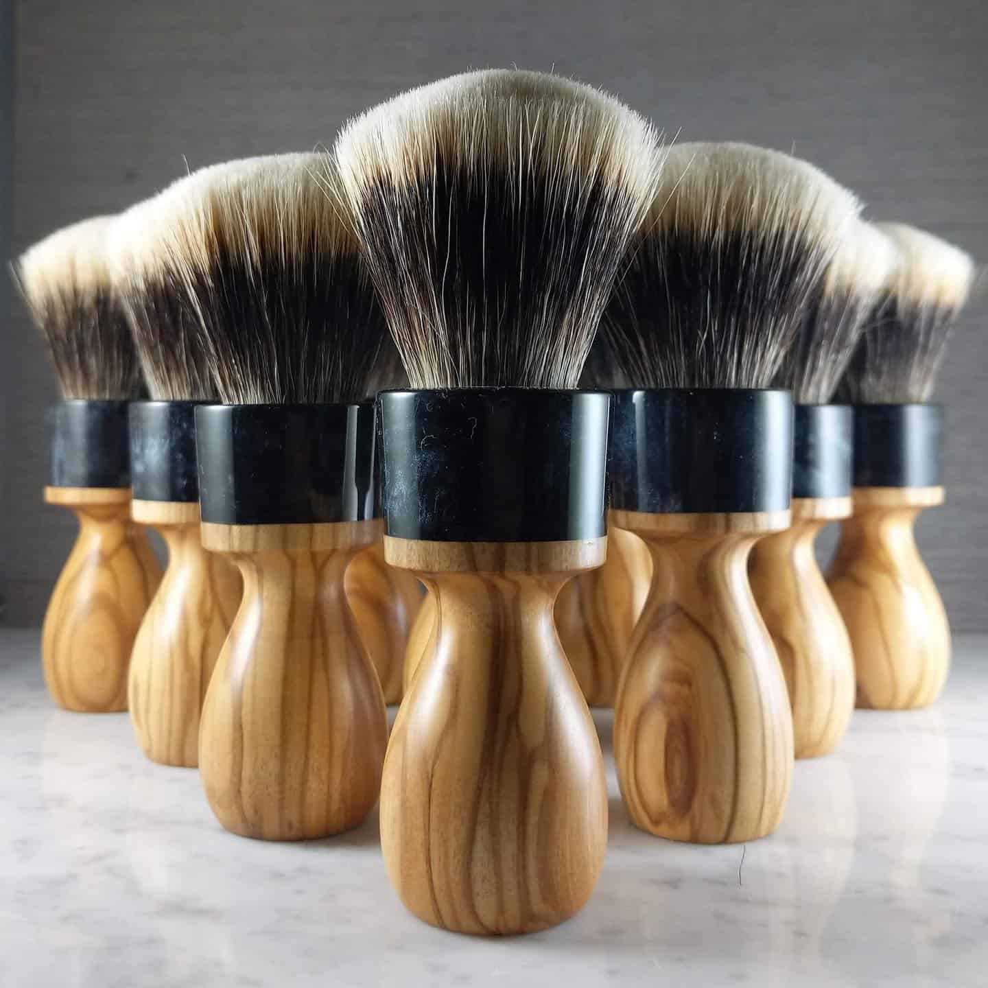hand made black olive wood shaving brushes by west coast shaving